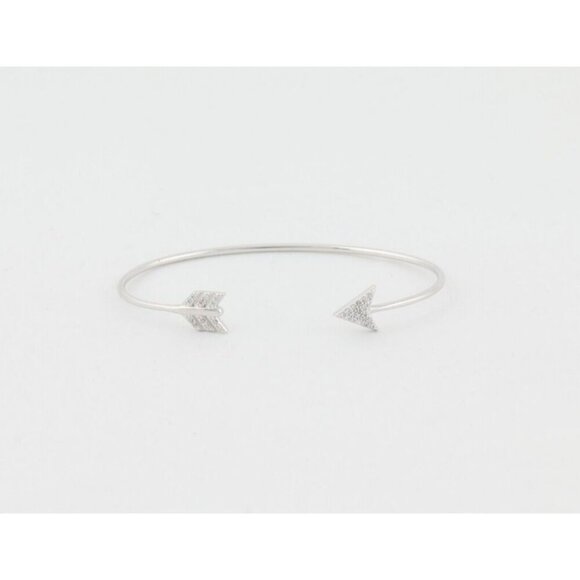 Sterling Silver Arrow Cuff Bangle Bracelet 6 1/2" Adjustable - Picture 4 of 6